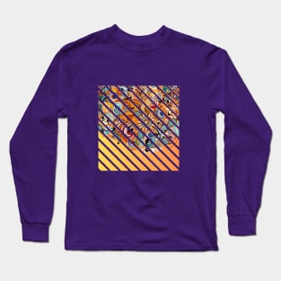 Orange Gradient Floral abstract illustration truck art Long Sleeve T-Shirt